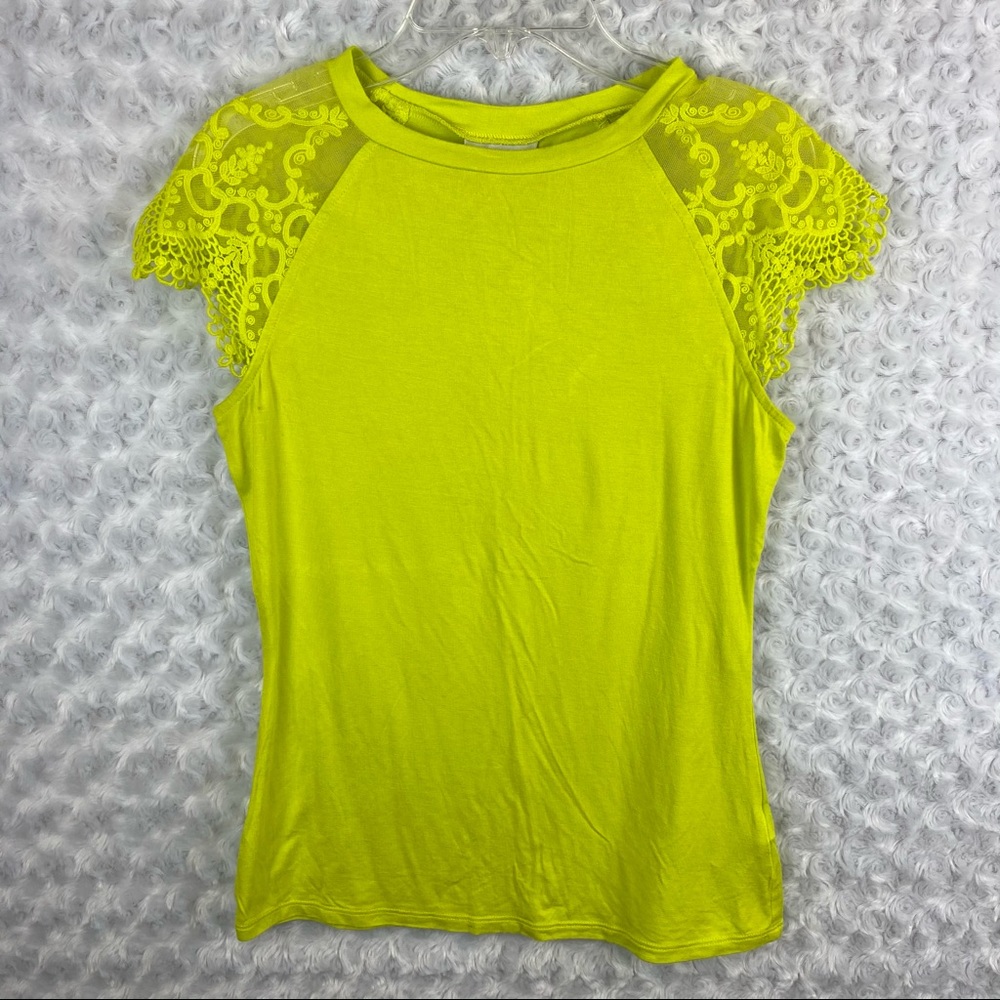 Bisou Bisou Short Sleeve Top Lace Sleeve Small